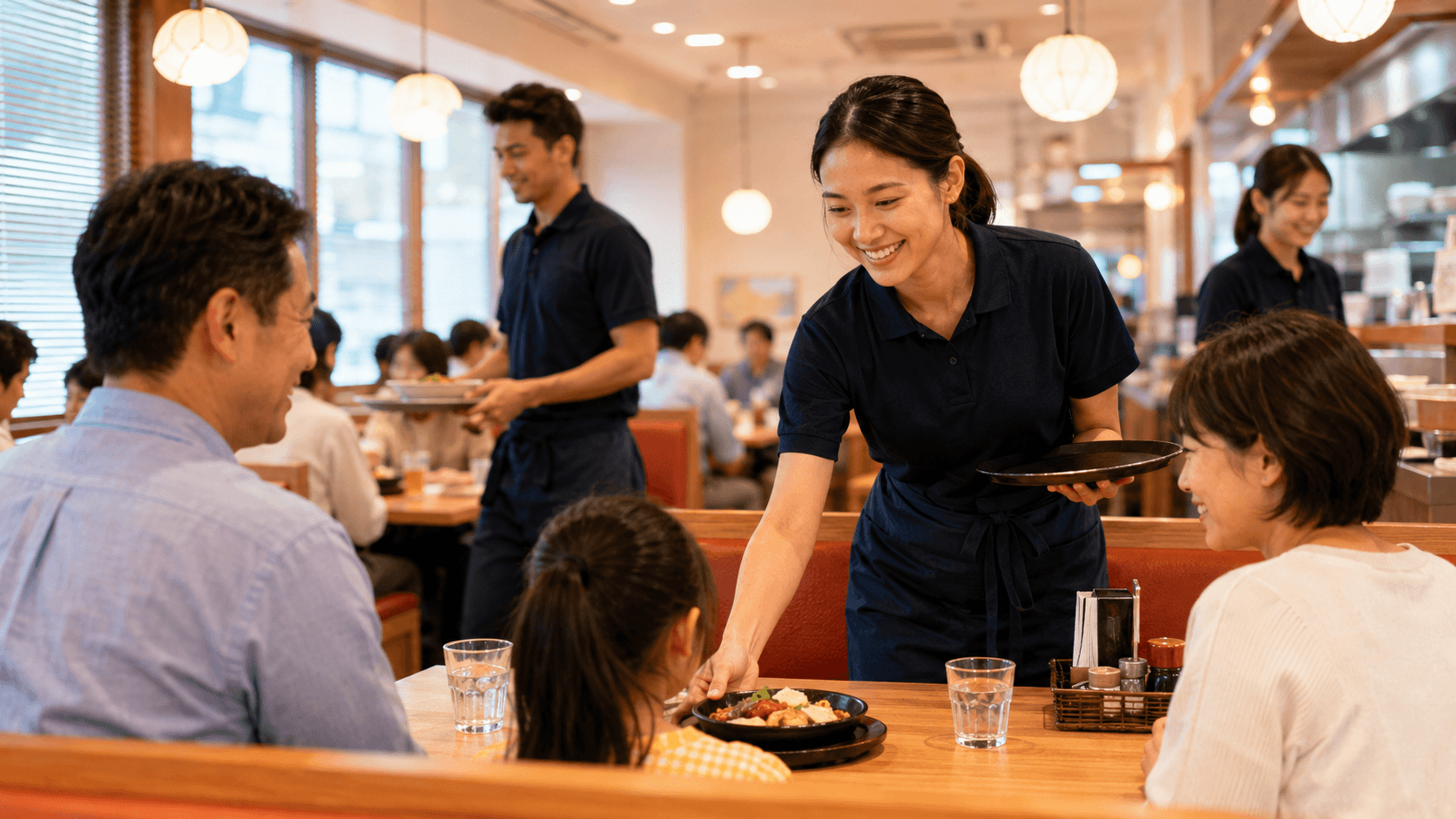 飲食店のホールで働くスタッフのイメージ