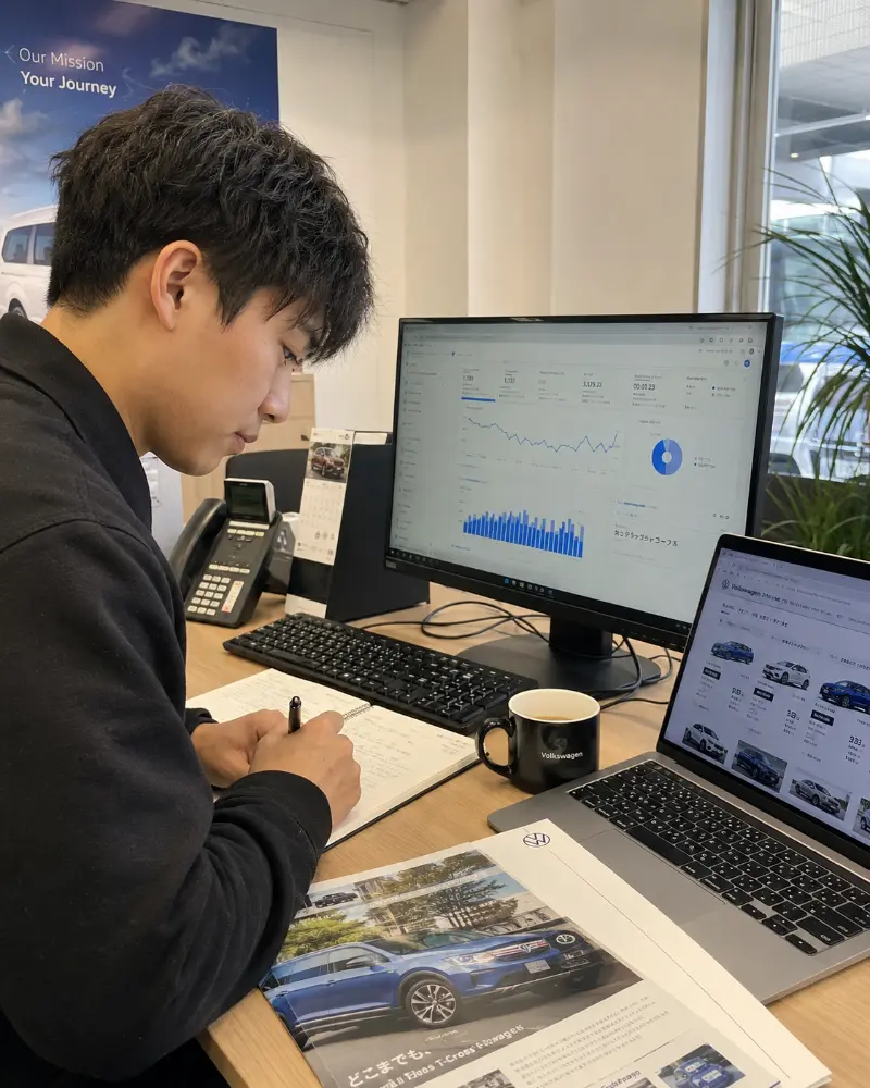 中古車販売店の集客や認知拡大を目的としたマーケティング業務を担当していただきます。
