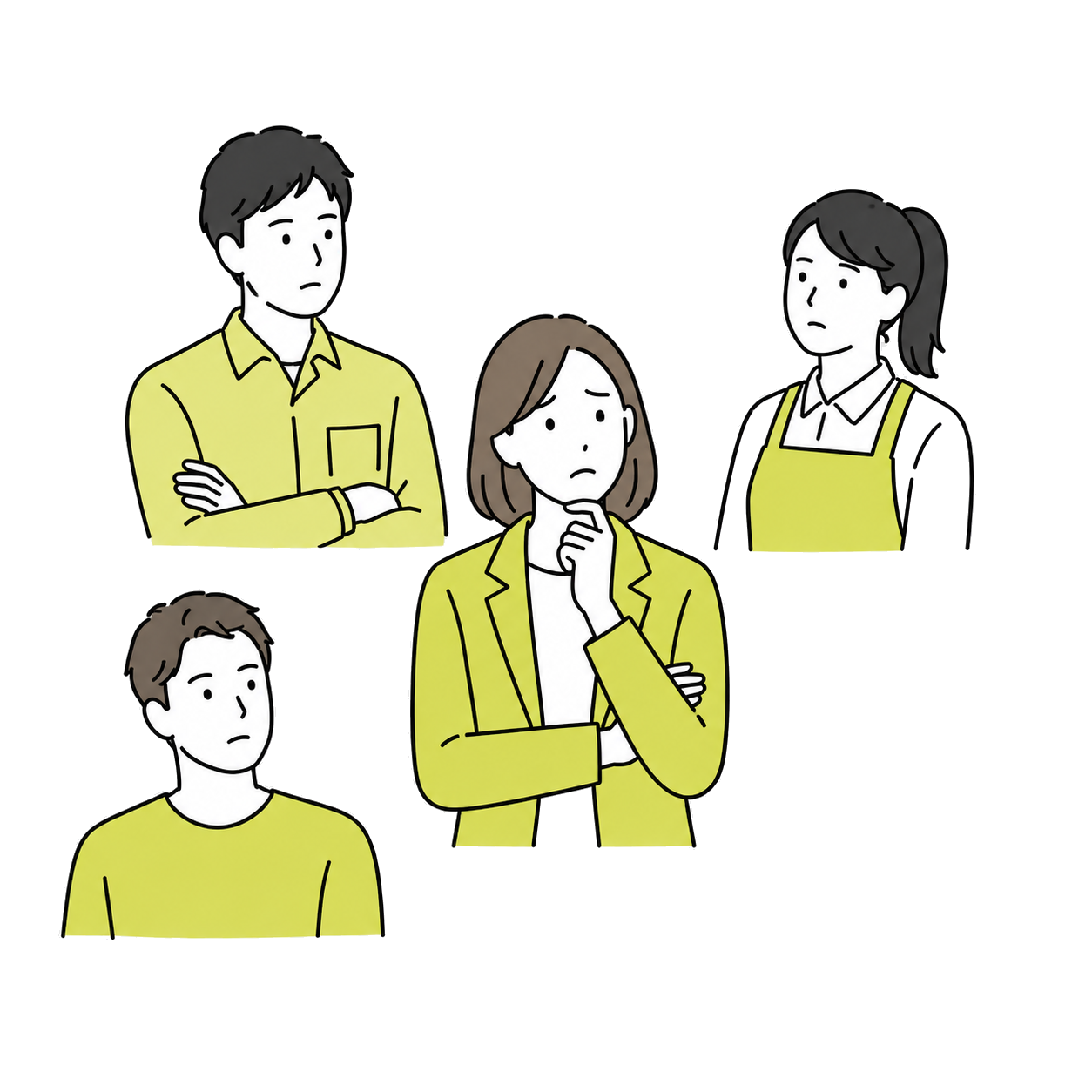 候補者を探して悩むスタッフのイラスト